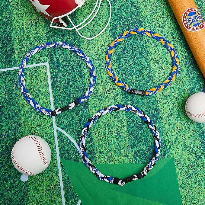 Junkin Baseball Necklaces Three Braided Rope Titanium Necklace for Fans Team Gifts Boys Men Player Softball Sports