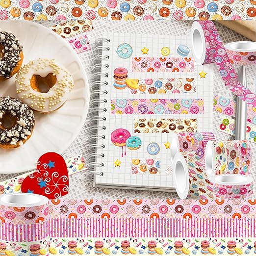 Donut Washi Tape Set 12 Rolls, Cute Washi Tape Candy Cake Gifts Wrapping - Image 4