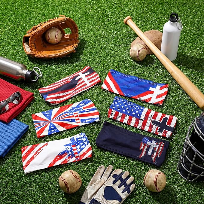 Shyyween 6 Pcs Baseball Headband Elastic Polyester Sweatband for Baseball Basketball Football Golf Headscarf Stuff Women Men Accessory Team Gift
