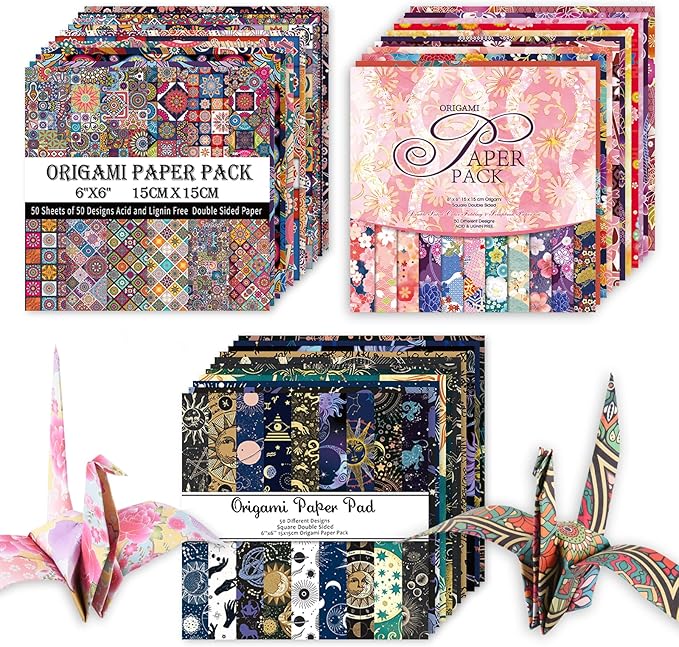 Origami 6x6 Paper Kit 150 Sheets 150 Vivid Colors Double Sided Same Printed by Wanshui