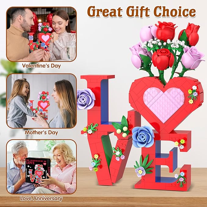 Romantic Love Heart Vase Building Set - Image 7