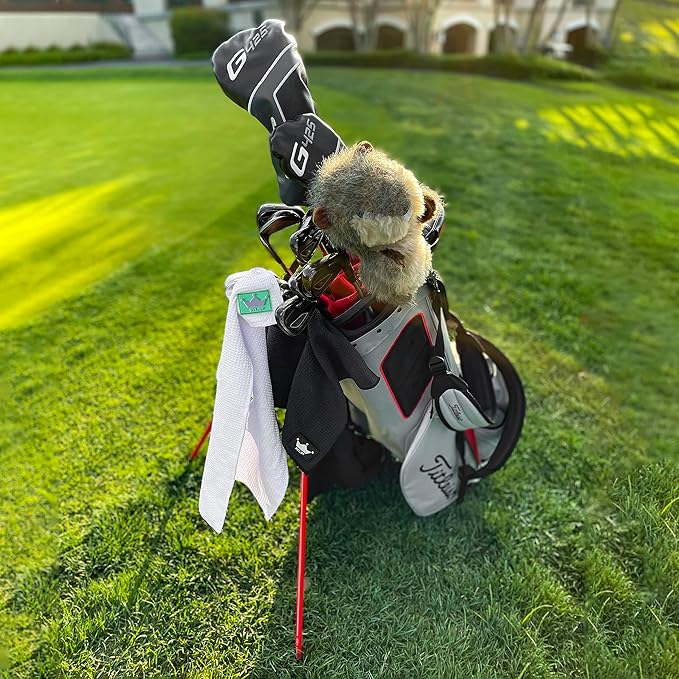 RYL/T Magnetic Golf Towel with Center Cut and Loop Attachment, Strong Magnet Attaches to Anything Metallic, Perfect Golf Bag or Cart Accessory