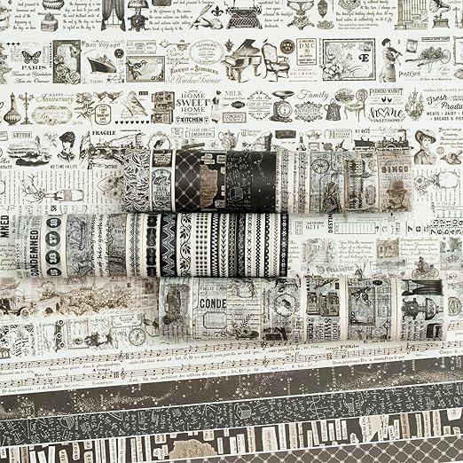 36 Rolls Vintage Washi Tape Pack Retro Arts Adhesive Tapes Wide Chronicle - Image 2