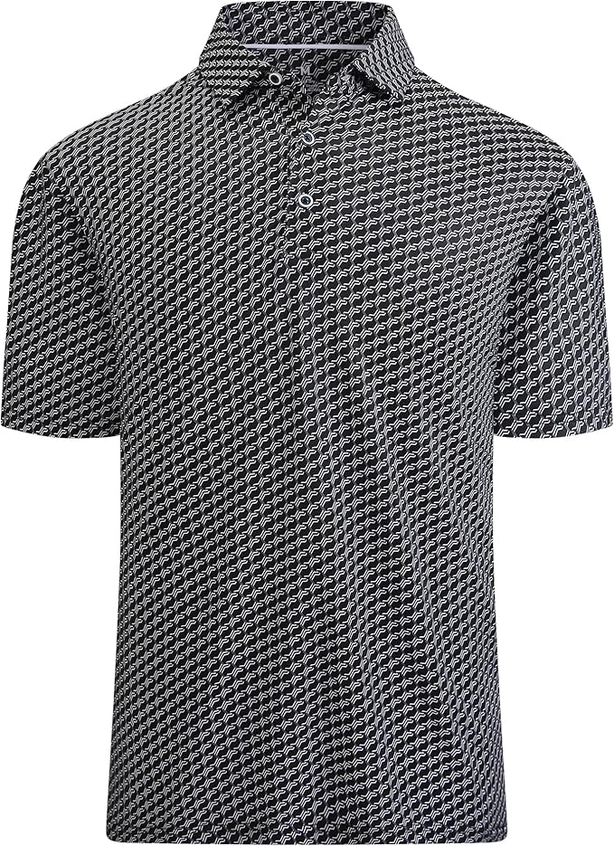 SAMERM Golf Shirts for Men Super Stretch Jacquard Dry Fit Golf Polo Moisture Wicking Short Sleeve Polo Shirts for Men