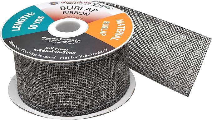 Mandala Crafts Gray Burlap Ribbon 2 Inches Wide Jute Ribbons - Image 4