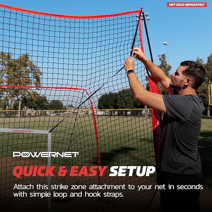PowerNet Strike Zone Pitching Aid for 7 & 8 FT Nets, Baseball Training Equipment for Pitching Drills and Location Accuracy, Solo or Team Pitcher Training Aid, Net Sold Separately - Attachment Only