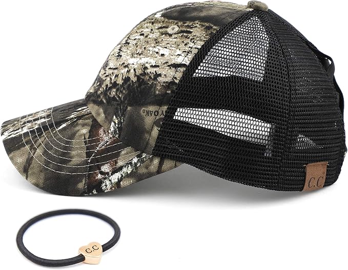 C.C Ponycap Messy High Bun Ponytail Adjustable Glitter Mesh Trucker Baseball Cap