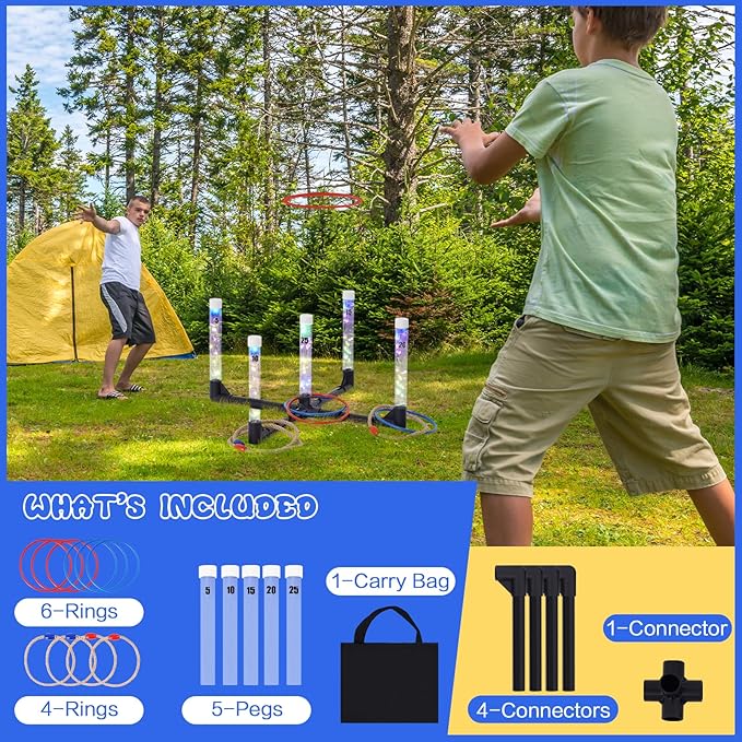 YEEA LED Ring Toss Game for Kids, Adults | Glow in The Dark LED Outdoor Yard - Image 4