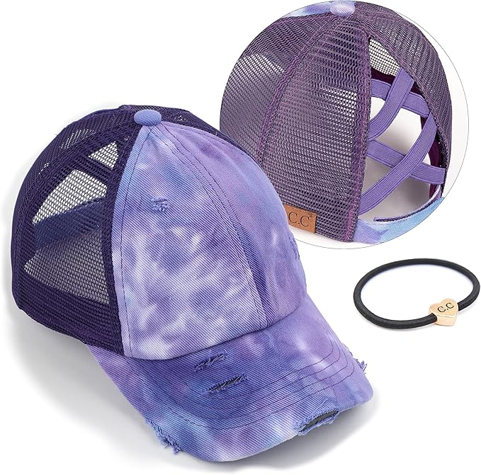 C.C Ponycap Messy High Bun Ponytail Adjustable Glitter Mesh Trucker Baseball Cap