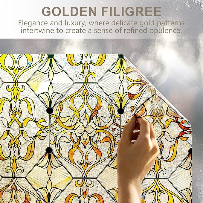 3D Stained Glass Window Privacy Film, Heat Control UV Blocking Static Cling - Image 8