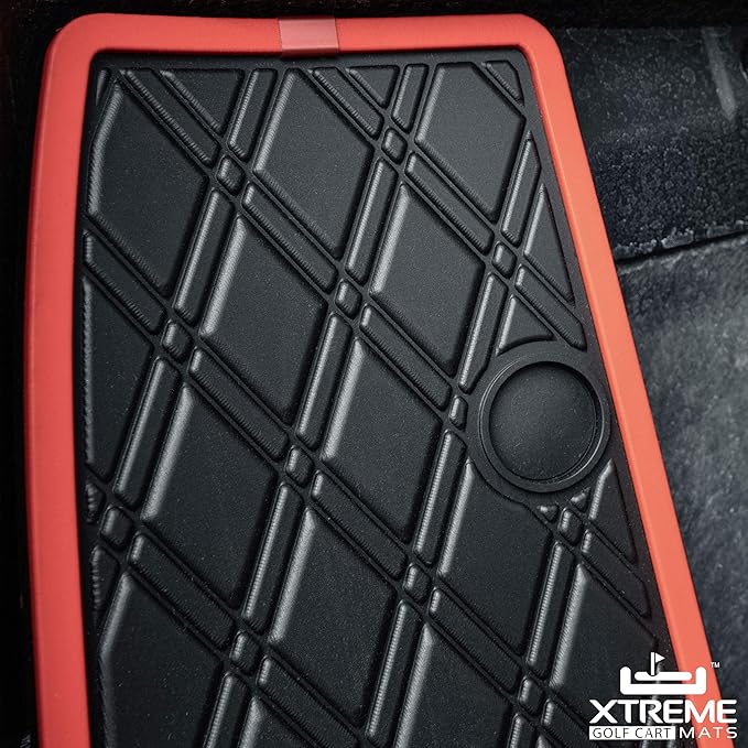 Xtreme MATS Golf Cart Rubber Floor Mat Compatible with Yamaha Drive2 EFI QuieTech Models Only (2017-2026) & UMAX Rally 4x4 - Black with Red Trim