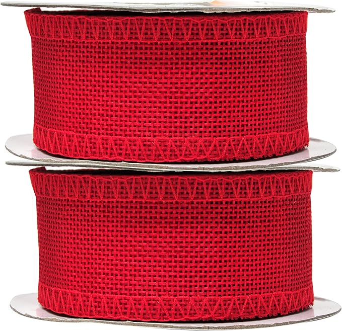 Mandala Crafts Red Burlap Ribbon 1.5 Inches Wide Jute Ribbons - Image 2