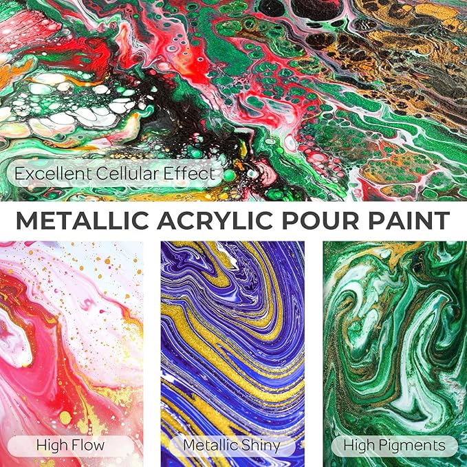 Nicpro 8 Colors 33.8 oz Large Bulk Iridescent Acrylic Pouring Paint Supplies Kit - Image 5
