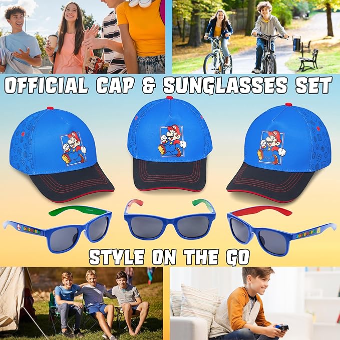 Get Trend Pokemon | Minecraft | Fortnite | Super Mario Kids Baseball Cap, Sunglasses Set UV Protection, Gamer Gifts for Boys