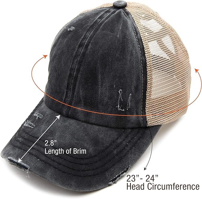 C.C Ponycap Messy High Bun Ponytail Adjustable Glitter Mesh Trucker Baseball Cap