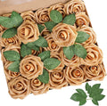 AmyHomie Artificial Flower Gold Rose 25pcs Real Looking Fake Roses w/Stem by AmyHomie