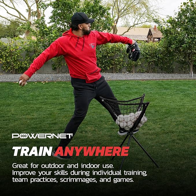 PowerNet Baseball Softball Portable Ball Caddy, Holds Bucket of Baseballs, Softballs, Tennis Balls, Use During Batting Practice Training and Drills