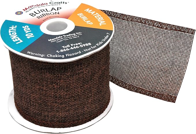 Mandala Crafts Brown Burlap Ribbon 3 Inches Wide Jute Ribbons - Image 4