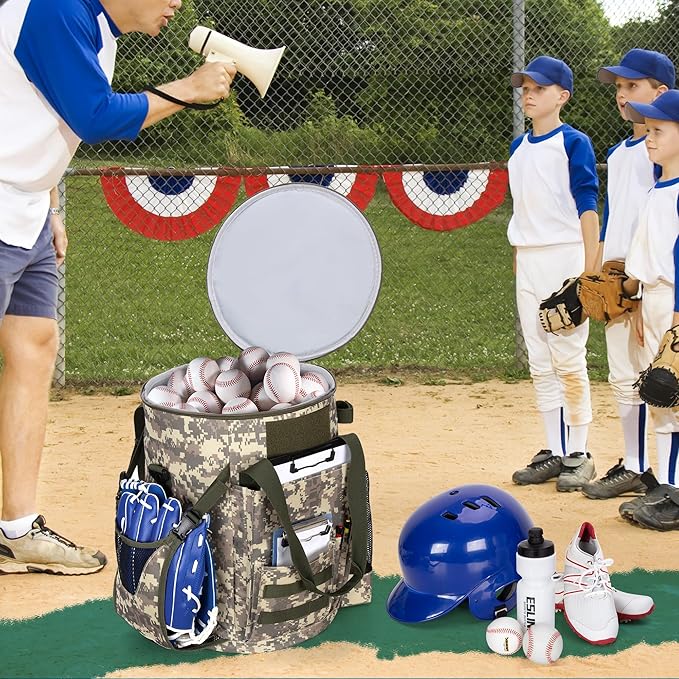 Smasrob Baseball Coaches Bag Fits 6 Gallon Ball Bucket, Baseball Bucket Bag with Backpack and Shoulder Straps