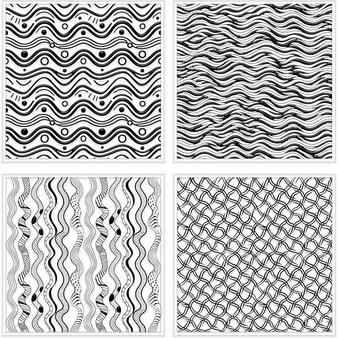 CHGCRAFT 4 Pcs Artistic Wavy Polymer Clay Texture Sheets Wavy Lines Silicone - Image 8