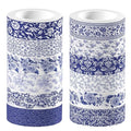 12 Pcs blue and white porcelain Washi Tape Maple Leaf Print Masking Tape by Unknown