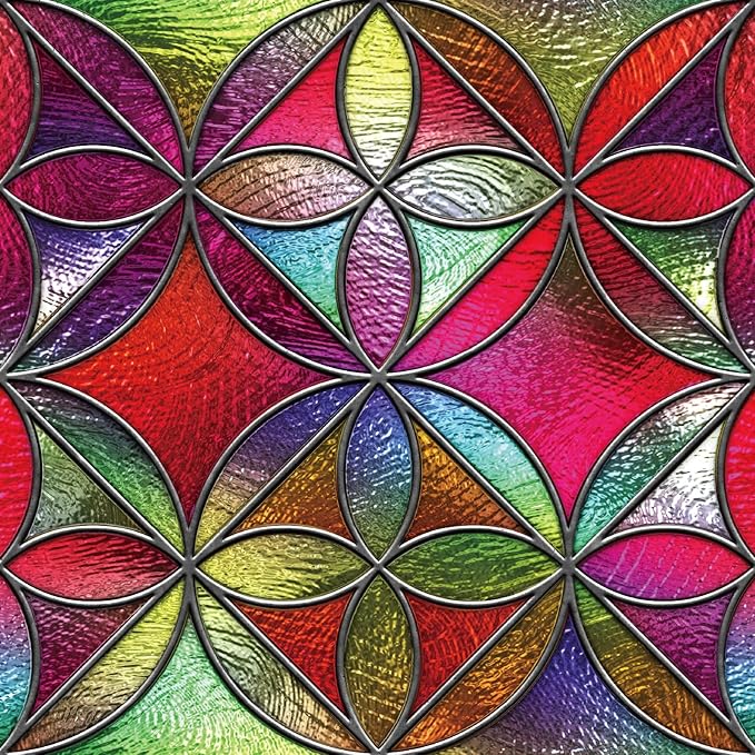 DKTIE Geometric Art Stained Glass Window Film Bathroom Window Privacy Film by Dktie