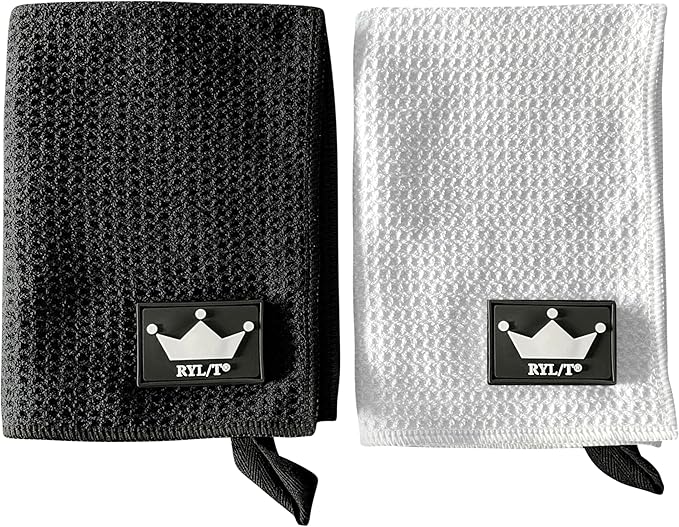 RYL/T Magnetic Golf Towel with Center Cut and Loop Attachment, Strong Magnet Attaches to Anything Metallic, Perfect Golf Bag or Cart Accessory
