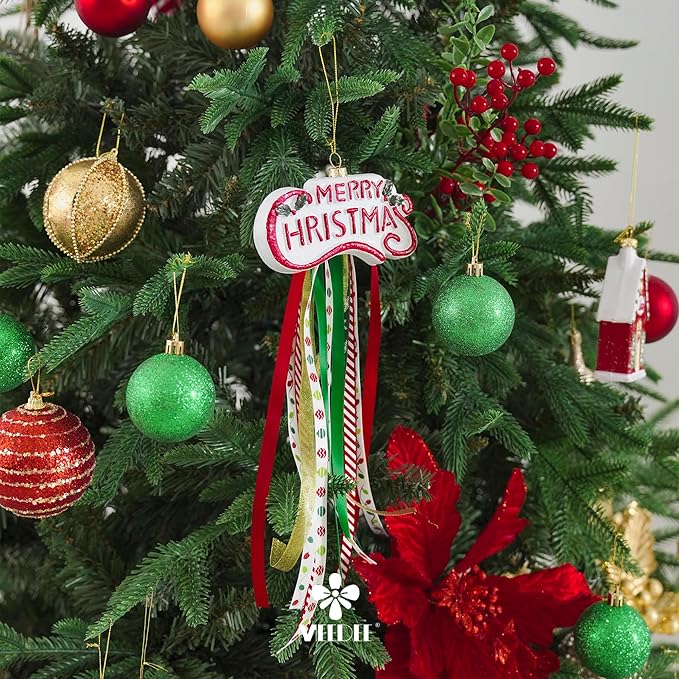 MEEDEE Christmas Ribbon 3/8 inch Thin Holiday Ribbon Set in Red, Xmas Wreath - Image 6