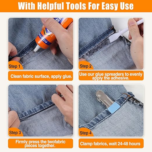 Fabric Glue Permanent, 60 ML Washable Clear Clothing Glue, Super Fabric Adhesive - Image 6
