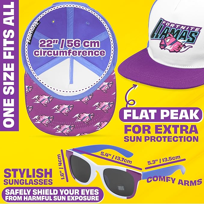 Spongebob | Minecraft | Fortnite | Super Mario | Kids Baseball Cap & Sunglasses with UV Protection, Gifts for Boys