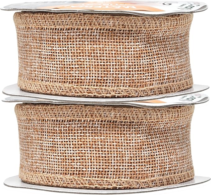 Mandala Crafts Natural Burlap Ribbon 1.5 Inches Wide Jute Ribbons - Image 2