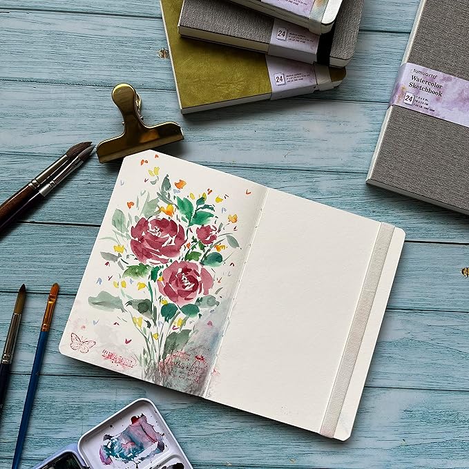 tumuarta Watercolor Sketchbook, 140 LB, 100% Cotton Paper, Cold Press, 24 Sheets - Image 8