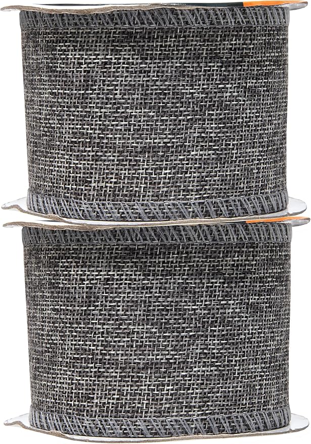 Mandala Crafts Gray Burlap Ribbon 2.5 Inches Wide Jute Ribbons - Image 2