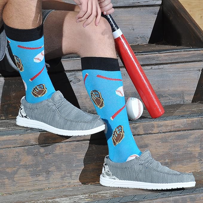 Cavertin Men's Funny Socks Hunting Fishing Football Baseball Gaming Golf Taco Pizza Bacon Christmas Gift for Men