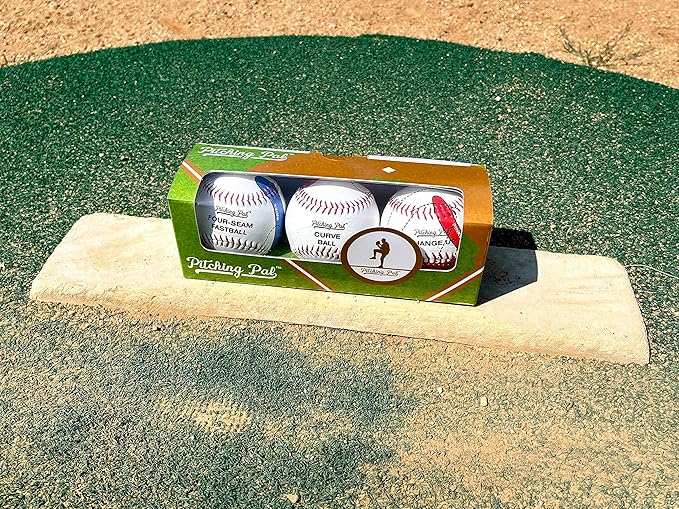 Pitching Pal - Best Baseball Pitching Trainer - Pack of 3 Balls: 4 Seam Fastball, Change-up, Curveball