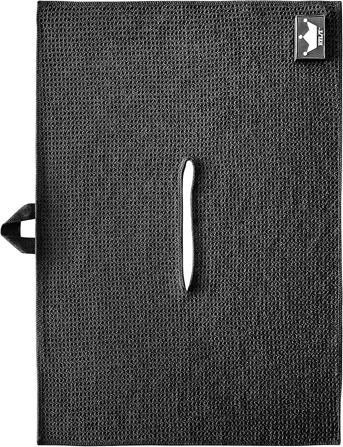 RYL/T Magnetic Golf Towel with Center Cut and Loop Attachment, Strong Magnet Attaches to Anything Metallic, Perfect Golf Bag or Cart Accessory