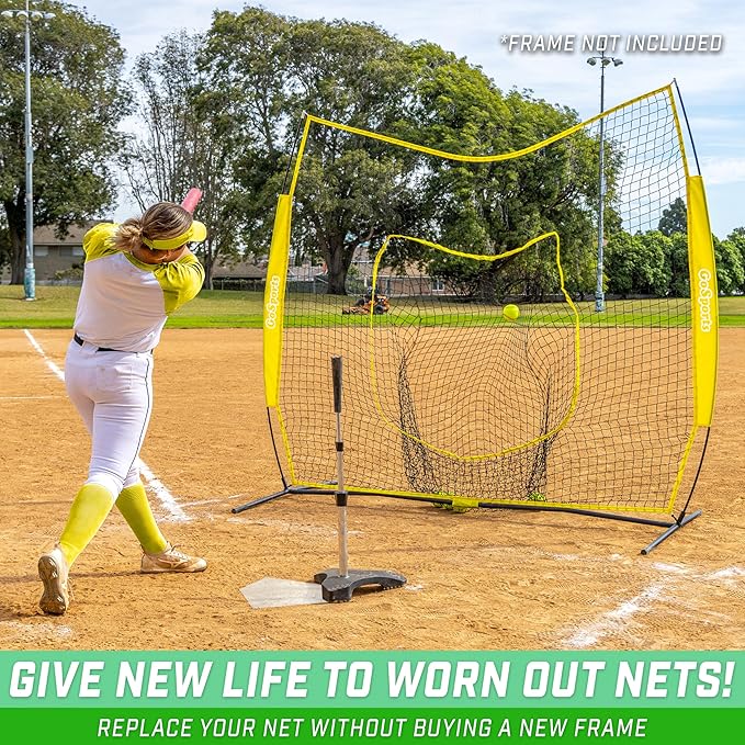 GoSports Replacement 7 x 7 ft Baseball Net - NET ONLY - Frame NOT Included - Choose Your Color