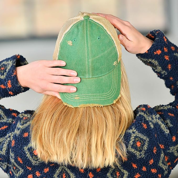 Vintage Distressed Baseball Cap – Unstructured Fit Adjustable Snapback Hat for Men & Women