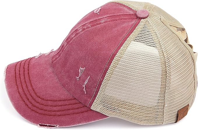 C.C Ponycap Messy High Bun Ponytail Adjustable Glitter Mesh Trucker Baseball Cap