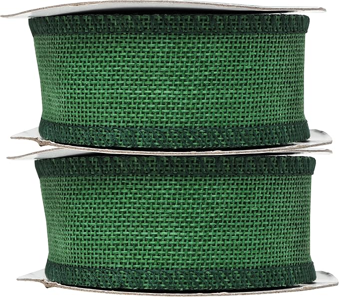 Mandala Crafts Green Burlap Ribbon 1.5 Inches Wide Jute Ribbons - Image 2
