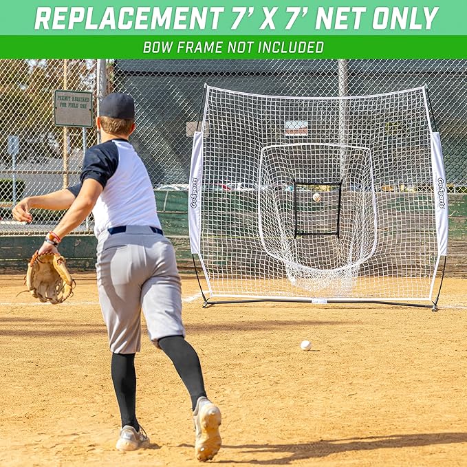 GoSports Replacement 7 x 7 ft Baseball Net - NET ONLY - Frame NOT Included - Choose Your Color