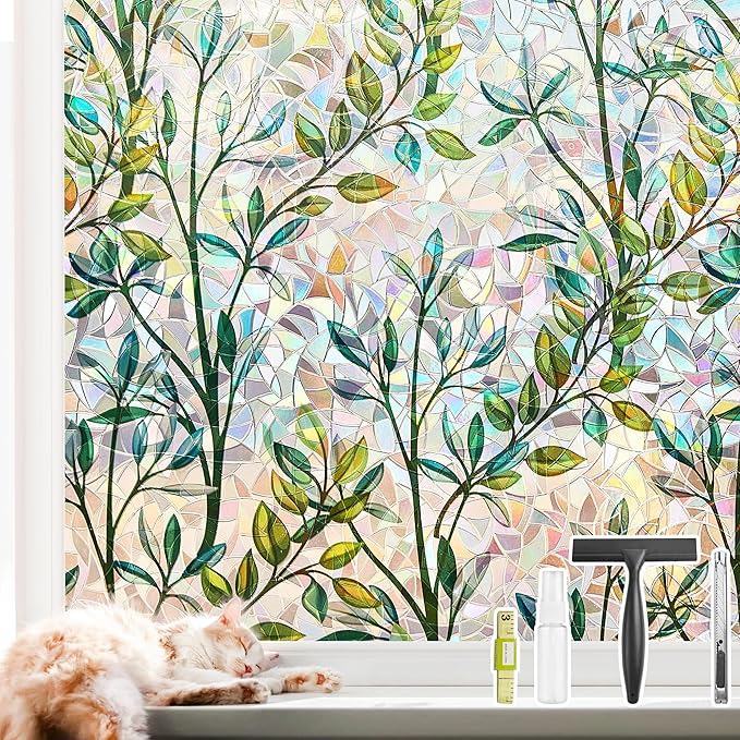 NINETREX Window Privacy Film Stained Glass Window Film 3D Decorative Cling by NINETREX