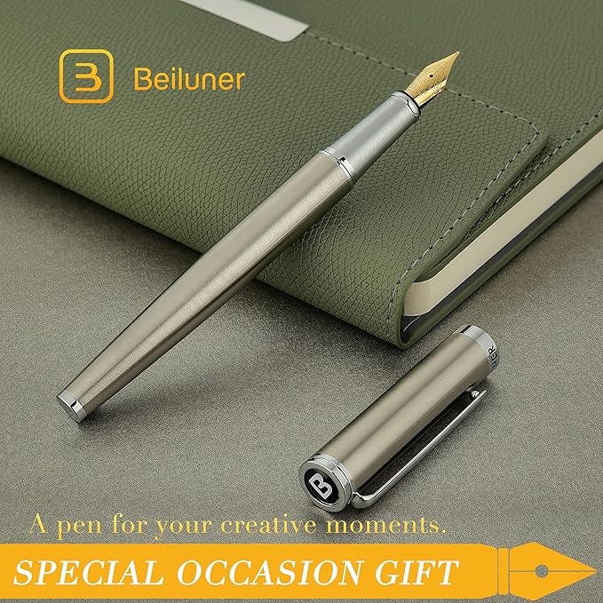 BEILUNER Luxury Fountain Pen Set, Solid 24K Gilded Medium Nib - Image 7