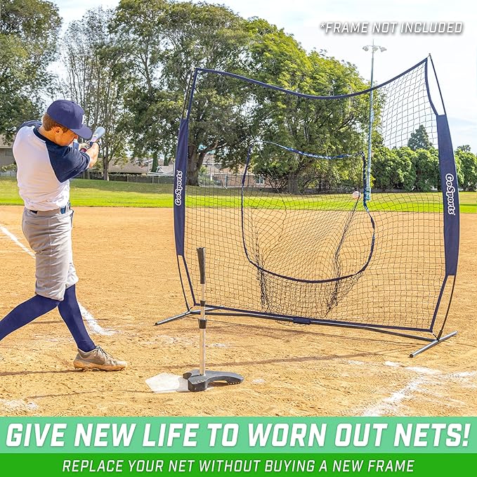 GoSports Replacement 7 x 7 ft Baseball Net - NET ONLY - Frame NOT Included - Choose Your Color