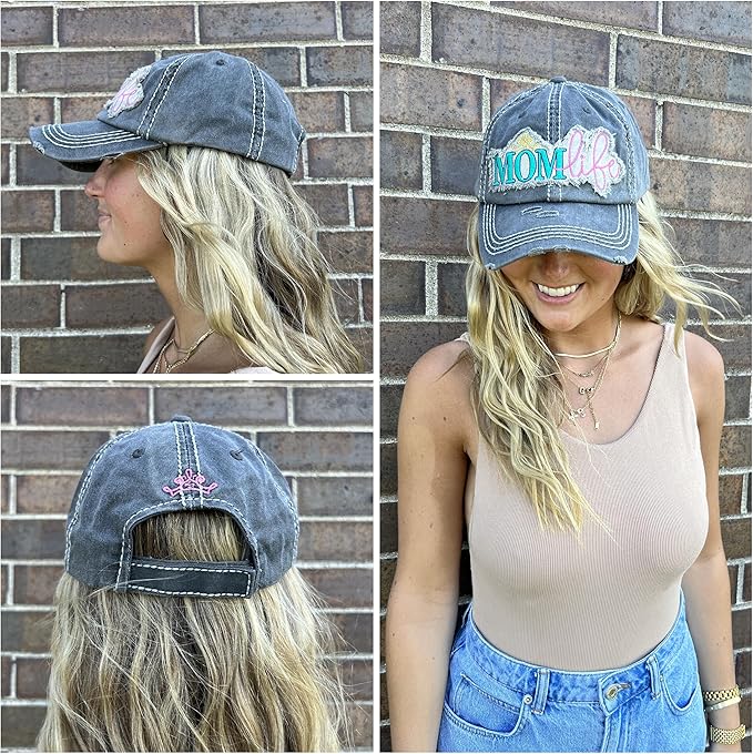 Funky Junque Distressed Vintage Baseball Cap - Embroidered Patch Women's Hat - Holiday, Lifestyle & Patriotic Designs