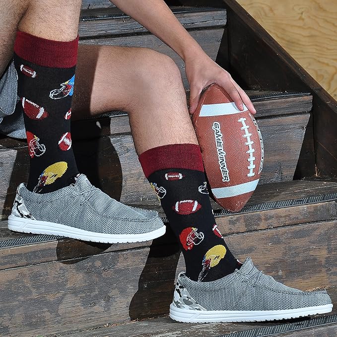 Cavertin Men's Funny Socks Hunting Fishing Football Baseball Gaming Golf Taco Pizza Bacon Christmas Gift for Men