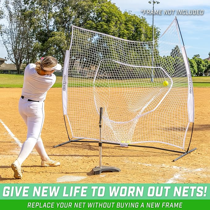 GoSports Replacement 7 x 7 ft Baseball Net - NET ONLY - Frame NOT Included - Choose Your Color