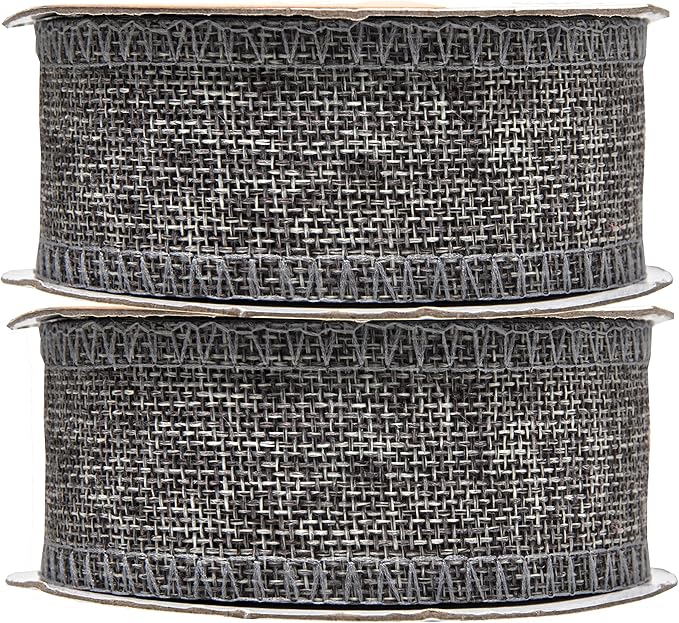Mandala Crafts Gray Burlap Ribbon 1.5 Inches Wide Jute Ribbons - Image 2