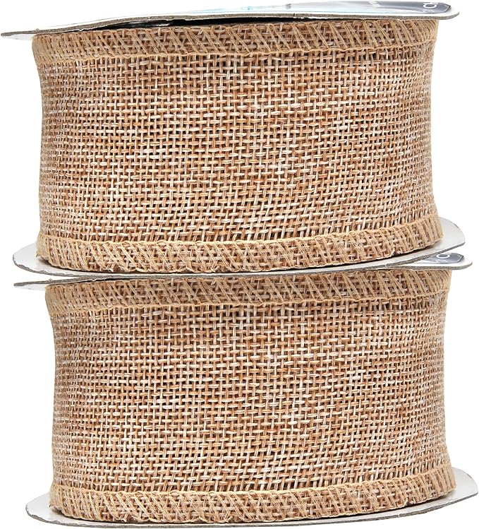 Mandala Crafts Natural Burlap Ribbon 2 Inches Wide Jute Ribbons - Image 2