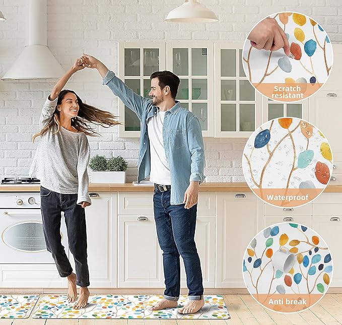 weesire Anti Fatigue Mats for Kitchen Floor Boho Kitchen Rugs Colorful Floral - Image 5
